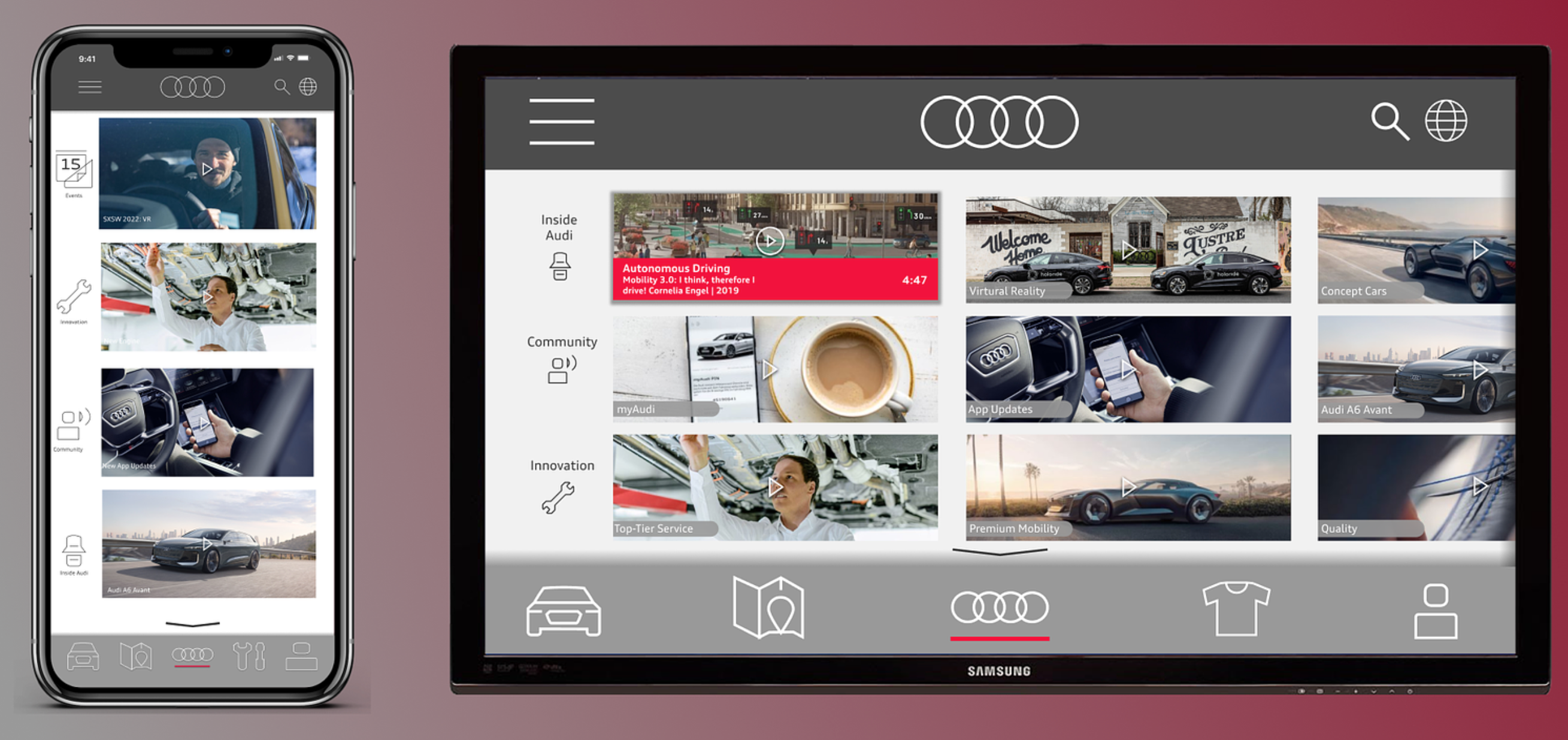 Audi Mobile and TV UX redesign mockup